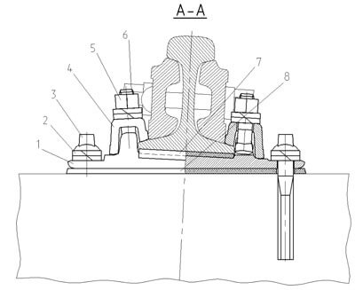 KD65 fastener system for R65 and R75 steel rails