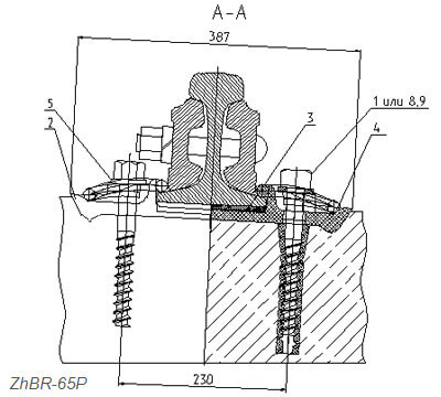 ZhBR-65P(ЖБР-65П) rail fastening system with polymer tie plate