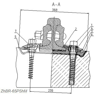 ZhBR-65PShM(ЖБР-65ПШМ) rail fastening system with metal tie plate