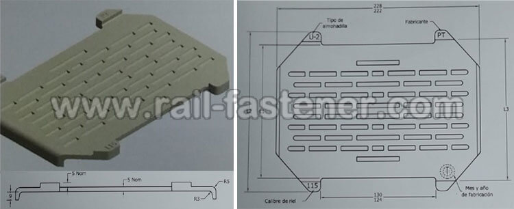almohadilla de elastómero termoplástico Tipo-U-2 
