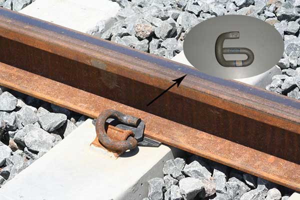elastic railway clip in railway line
