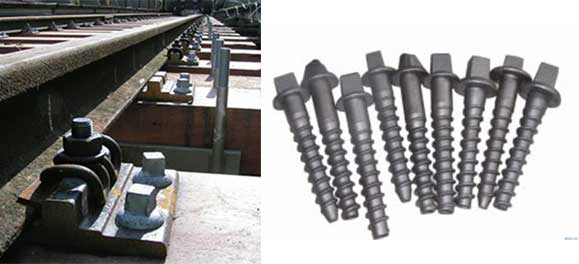 metal railway screw spikes in railway fastening system
