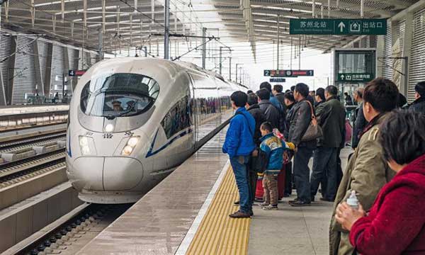 passengers are waiting for high speed rail