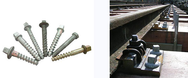 railway screw spikes in fastening system