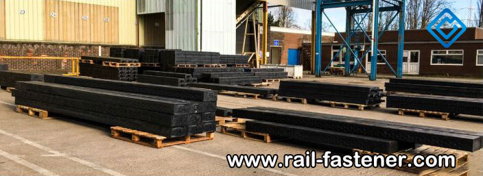 Recycled plastic sleepers in factory