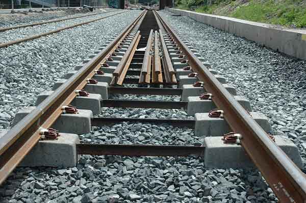 twin block exposed rail sleepers