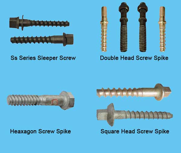 various types of metal railway screw spikes