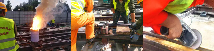 Grooved rail thermite welding operation process
